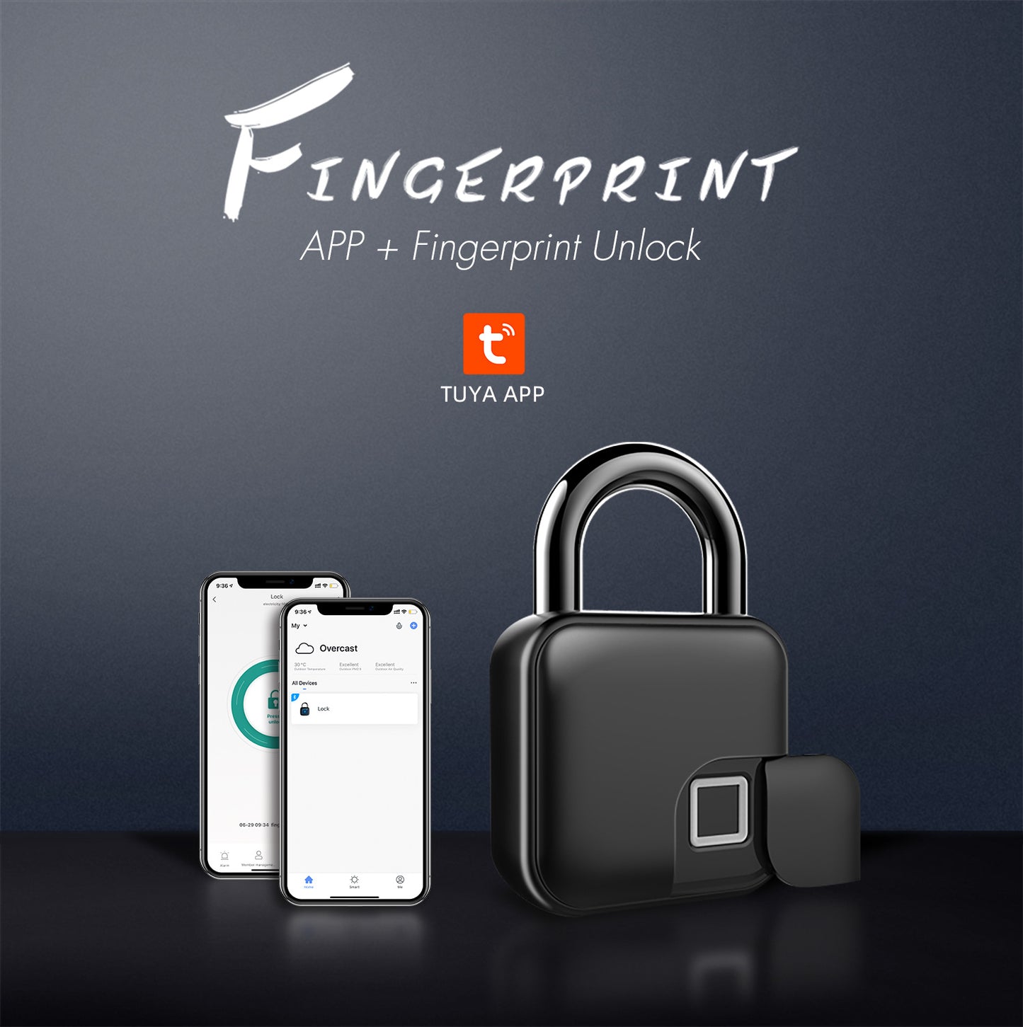 Smart fingerprint padlock Bluetooth lock Graffiti smart padlock Fingerprint cabinet lock Cabinet lock Dorm anti-theft lock remote